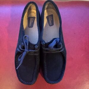 Clarks Originals Wallabee Black Suede Crepe Sole Lace Up Shoes Size 8